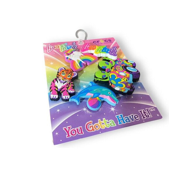 NWT Lisa Frank Crocs Jibbitz Shoe Charms 5 Pack Limited Edition Aliens Tiger - Picture 2 of 3